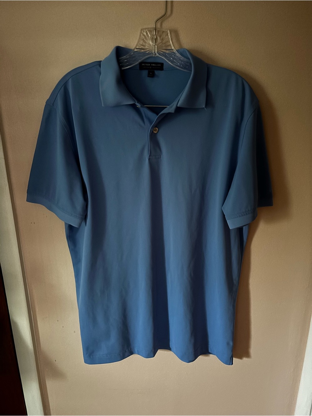 Peter Millar Crown Crafted Solid Blue Golf Polo medium